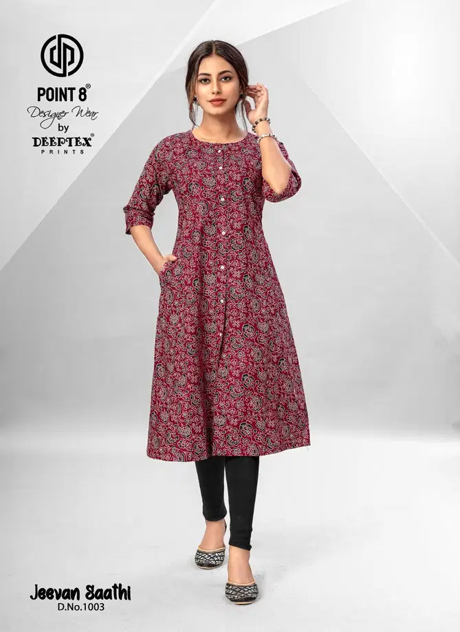 Jeevan Sathi Vol 1 By Deeptex A Line Cotton Printed Kurti Wholesale Shop In Surat